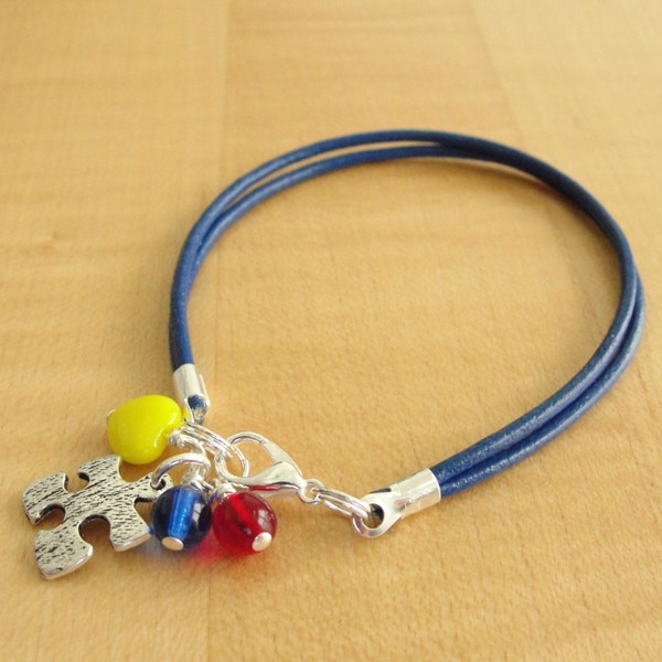 Autism Awareness Bracelet (Leather) - Aspergers Syndrome Awareness