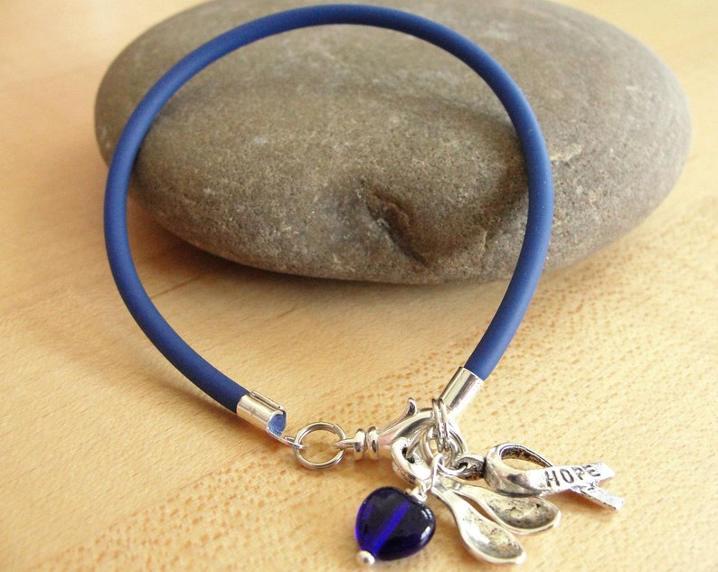 Blue Awareness Bracelet rubber the Spoon Theory POTS Etsy