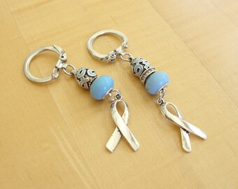 Light Blue Awareness Keychain - Adrenal Insufficiency, Achalasia, Chronic Illness, Cushings Syndrome, Scleroderma & More