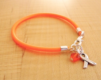 Orange Awareness Bracelet ( Rubber) -  DVT, Kidney cancer, Leukemia, Multiple Sclerosis,  Prader-Willi, RSD, Self injury, CRPS, Nerve Pain