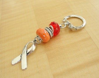 Orange and Red Awareness Keychain - Myeloproliferative, Polycythemia Vera, Essential Thrombocytosis, Myelofibrosis, RSDS & More