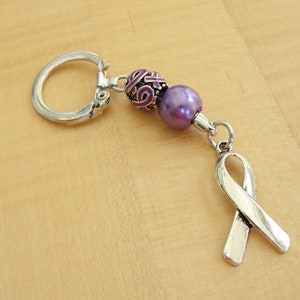 Purple Awareness Keychain ADD, ADHD, Alzheimers, Crohns, Epilepsy, Fibromyalgia, Huntingtons, Lupus, Thyroid Cancer, MSA, Leiomyosarcoma image 1