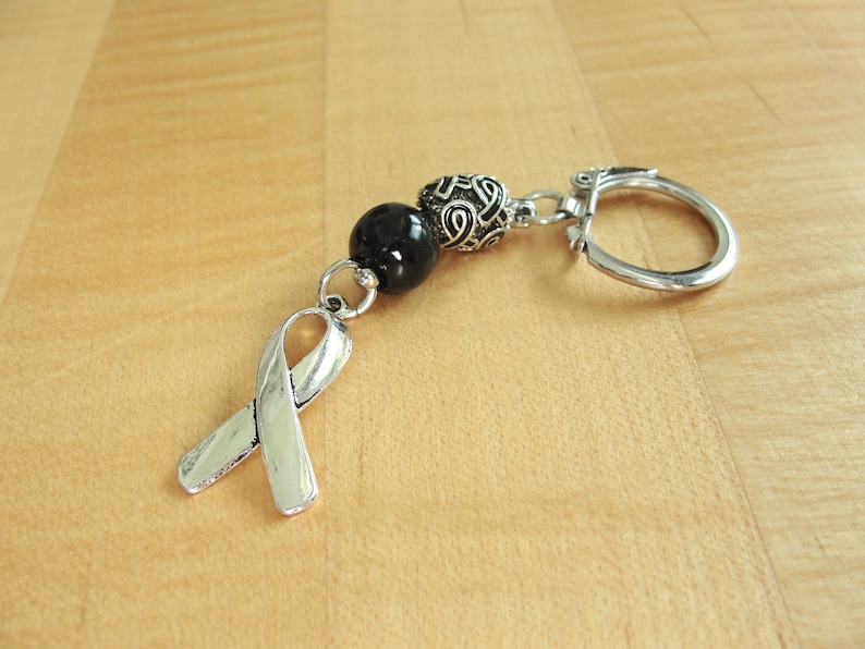 Black Awareness Keychain Melanoma, Narcolepsy, Sleep Apnea & Other Sleep Disorders, Trauma, Suicide and more image 1