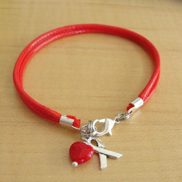 Red Awareness Bracelet ( Cotton ) -  Heart Disease, Lymphoma, HIV, WPW & More