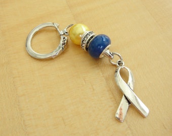 Blue and Yellow Awareness Keychain - Down Syndrome - Fatty Acid Oxidation Disorders