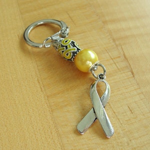 Yellow Awareness Keychain Endometriosis, Spina Bifida , Bladder Cancer, Suicide Prevention & More image 3