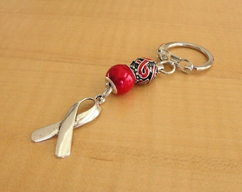 Red Awareness Keychain - Heart Disease, Lymphoma, AIDS, WPW & More