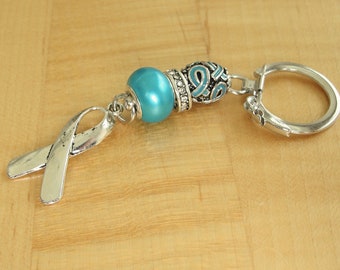 Turquoise Awareness Key Chain - Congenital Diaphragmatic Hernia, Dysautonomia, Interstitial Cystitis, Renal Cell Carcinoma