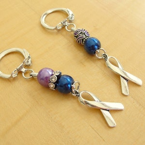 Purple and Blue Awareness Keychain Lightweight Rheumatoid Arthritis / RA & Pediatric Stroke image 3