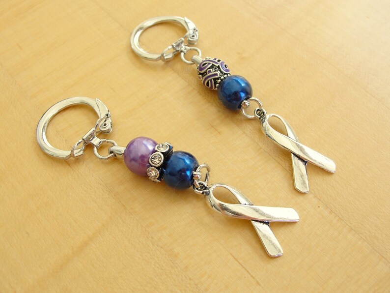 Purple and Blue Awareness Keychain Lightweight Rheumatoid Arthritis / RA & Pediatric Stroke image 3