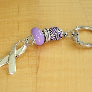 Lavender Awareness Keychain - Cancer Awareness, Epilepsy, Hodgkins Lymphoma, Rett Syndrome, CRS, HOKPP, Testicular Cancer and More