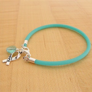 Teal Awareness Bracelet Rubber PTSD, Myasthenia Gravis, Ovarian Cancer, Scleroderma, Tourette Syndrome, Interstitial Cystitis & More image 3