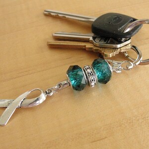 Teal Awareness Keychain PTSD, Myasthenia Gravis, Ovarian Cancer, Scleroderma, Tourette Syndrome, Interstitial Cystitis & More image 2