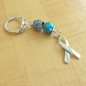 Ovarian Cancer Teal Awareness Keychain image 1