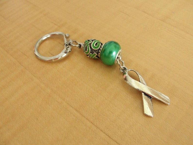 Green Awareness Keychain Cerebral Palsy, Glaucoma, Kidney Disease, Liver Cancer & More image 2