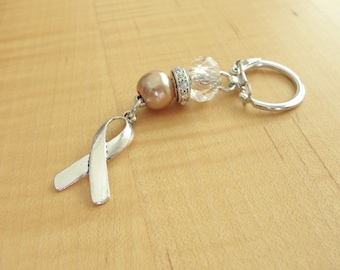 Peach Awareness Keychain - Endometrial Cancer Uterine Cancer Awareness