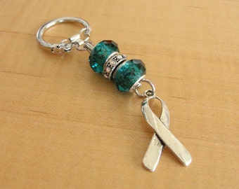 Teal Awareness Keychain - PTSD, Myasthenia Gravis, Ovarian Cancer, Scleroderma, Tourette Syndrome, Interstitial Cystitis & More