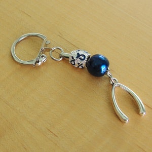 Osteogenesis Imperfecta Blue Awareness Keychain with Wishbone Charm image 3