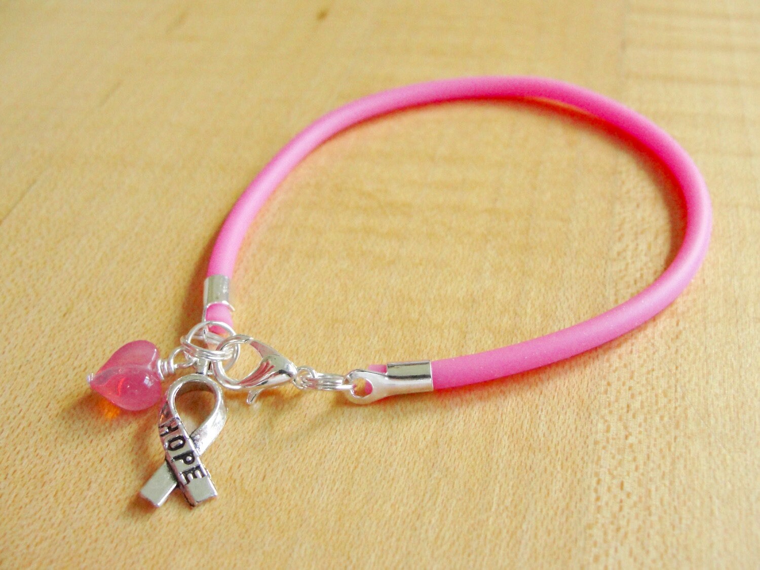 Pink Awareness Bracelet Rubber / Breast Cancer Awareness Etsy