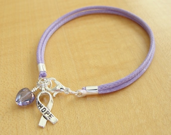 Epilepsy Awareness Bracelet - Lavender Awareness Cotton Bracelet