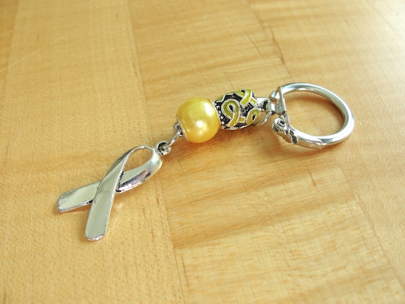 Yellow Awareness Keychain - Endometriosis, Spina Bifida , Bladder Cancer, Suicide Prevention & More