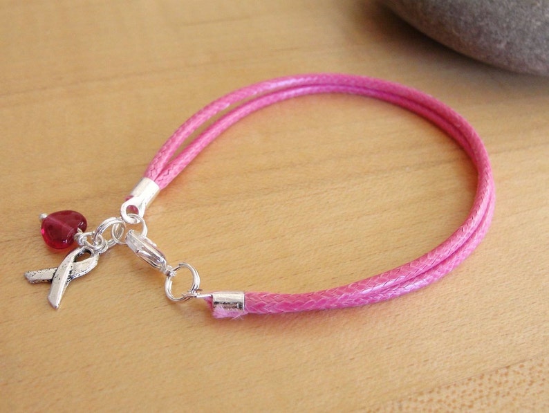 Hot Pink Awareness Bracelet Cotton Inflammatory Breast Cancer Eosinophilic Esophagitis Cleft Palate / Cleft Lip Craniofacial image 2