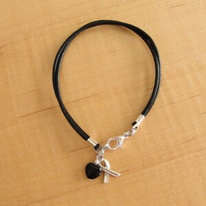 Black Awareness Bracelet Leather Melanoma, Narcolepsy, Sleep Apnea & Other Sleep Disorders, Trauma, Suicide image 3