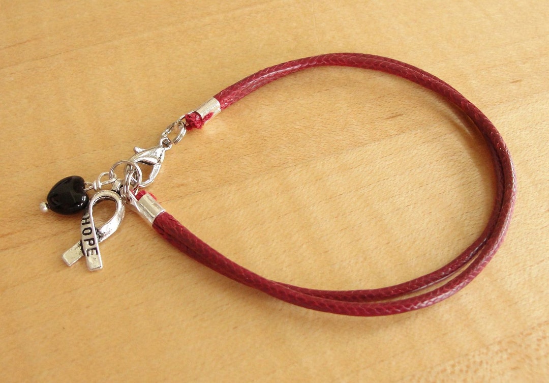 Burgundy Awareness Bracelet Cotton/poly Sickle Cell, APS, AVM, Cystic Hygroma, FVL, Hemophilia