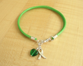Gastroparesis Awareness Bracelet - Green Cotton Awareness Bracelet