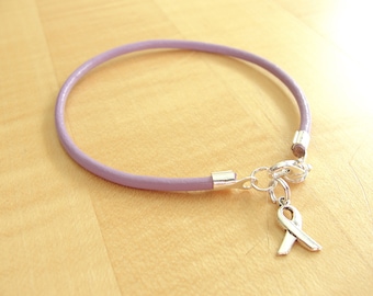 Testicular Cancer Awareness Bracelet  -   Lavender Leather