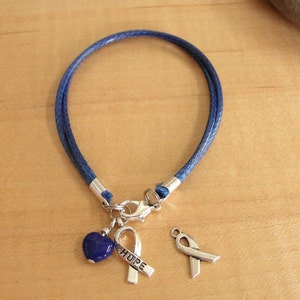 Blue Awareness Bracelet Cotton/Poly POTS,CFS, ARDS, Colon Cancer, Crohns & More image 4