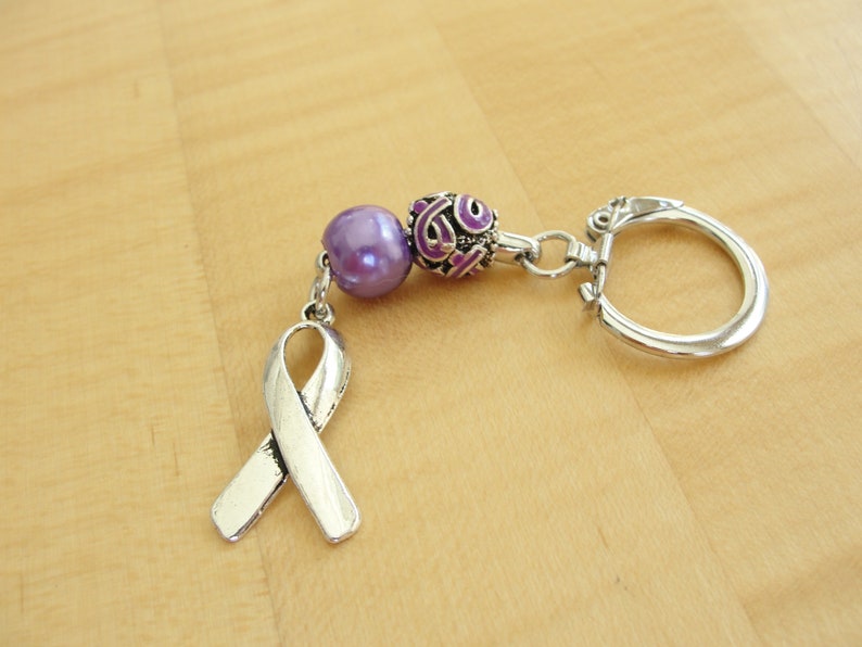 Purple Awareness Keychain ADD, ADHD, Alzheimers, Crohns, Epilepsy, Fibromyalgia, Huntingtons, Lupus, Thyroid Cancer, MSA, Leiomyosarcoma image 5