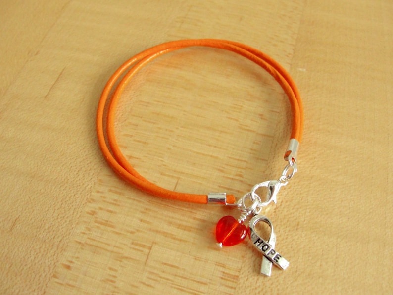 Orange Leather Awareness Bracelet DVT Kidney cancer Etsy