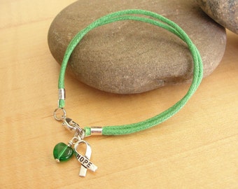 Green Awareness Bracelet (Cotton) Cerebral Palsy, Glaucoma, Kidney Disease, Liver Cancer, Organ Donation & More