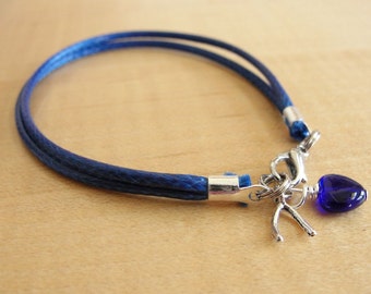 Osteogenesis Imperfecta Blue Awareness Bracelet (Cotton) - Wishbone Charm