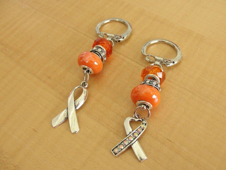 Orange Awareness Keychain Agent Orange, DVT, Kidney cancer, Leukemia, Multiple Sclerosis, RSD, Skin Cancer, COPD ... more image 3