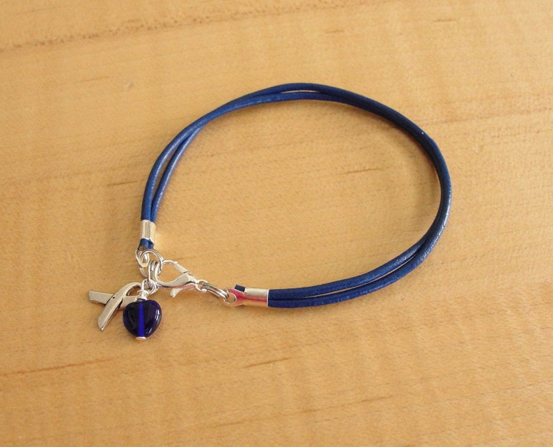 Blue Awareness Bracelet Leather POTS,CFS, ARDS, Colon Cancer, Crohns & More image 4