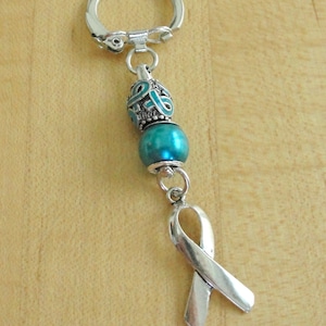 Ovarian Cancer Teal Awareness Keychain image 2