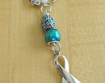 Teal Awareness Keychain - PTSD - Tourette Syndrome - Myasthenia Gravis -  Scleroderma Awareness