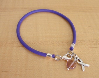 Purple Awareness Bracelet (Rubber) - ADD, ADHD, A1AD, Alzheimers, Crohns, Epilepsy, Fibromyalgia, Huntingtons, Lupus, Thyroid Cancer, LMS