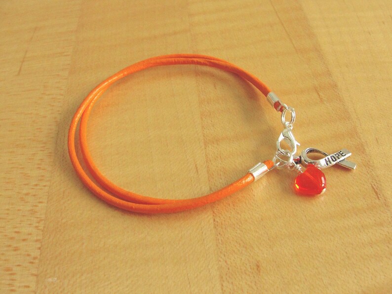 Orange Leather Awareness Bracelet DVT Kidney cancer Etsy
