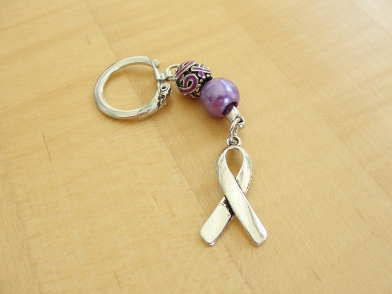 Purple Awareness Keychain ADD, ADHD, Alzheimers, Crohns, Epilepsy, Fibromyalgia, Huntingtons, Lupus, Thyroid Cancer, MSA, Leiomyosarcoma image 4