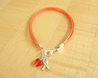 Leukemia Awareness Bracelet - Orange Cotton Awareness