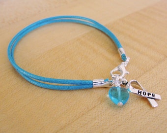 Turquoise Awareness Bracelet ( Cotton ) -   Congenital Diaphragmatic Hernia, Dysautonomia, Interstitial Cystitis,  Renal Cell Carcinoma