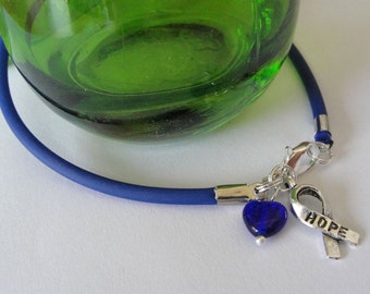 Blue Awareness Bracelet ( rubber ) -  POTS,CFS, ARDS, Colon Cancer, Crohns, Colitis, Epstein-Barr, Gout, Huntingtons Disease, & More