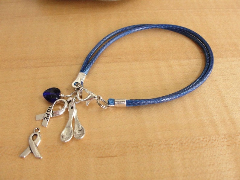 Blue Awareness Bracelet cotton the Spoon Theory POTS Etsy