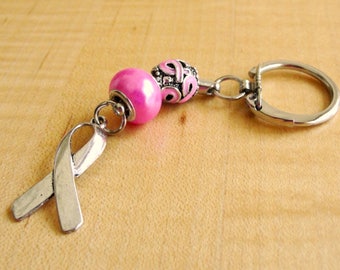 Pink Awareness Keychain - Breast Cancer Awareness Key Ring