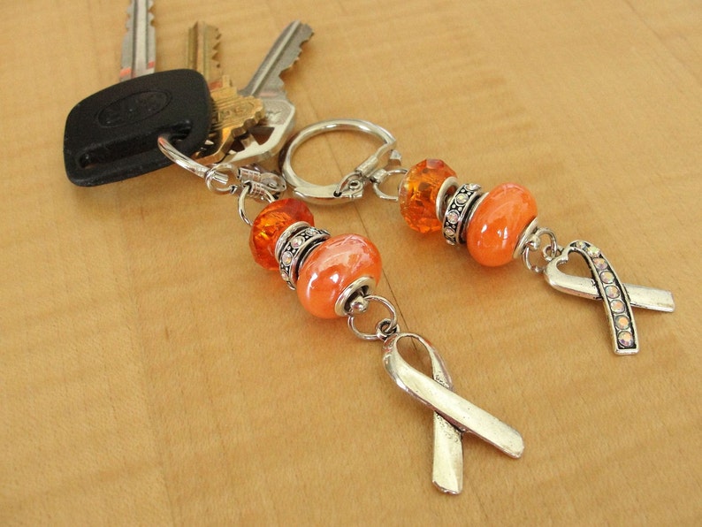 Orange Awareness Keychain Agent Orange, DVT, Kidney cancer, Leukemia, Multiple Sclerosis, RSD, Skin Cancer, COPD ... more image 4