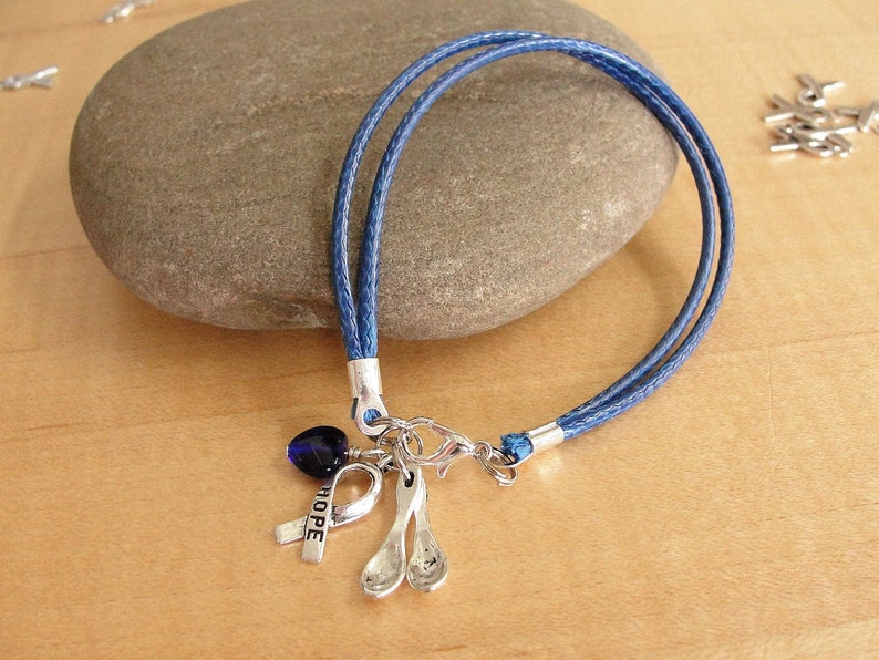 Blue Awareness Bracelet cotton the Spoon Theory POTS Etsy