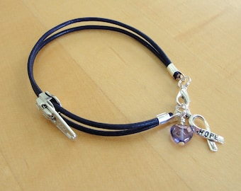 Chiari Awareness Bracelet with Zipper charm - (LEATHER) Arnold-Chiari Malformation